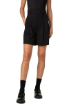 Akris Punto Fiorellina Pinstripe Belted Bermuda Shorts In Black