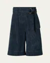 Akris Punto Fioretta Belted Sailor Denim Bermuda Shorts In Navy Denim