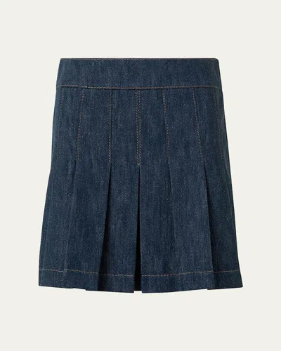 Akris Punto Fit-flare Denim Mini Skirt In Navy Denim