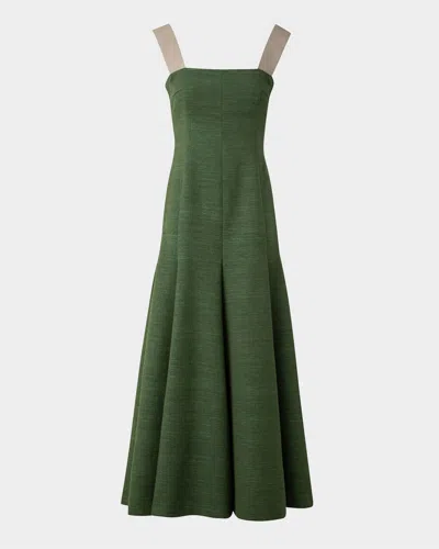 Akris Punto Fit-flare Indian Silk Midi Dress In Laurel