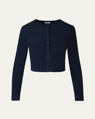 Akris Punto Fitted Knit Cardigan In Navy