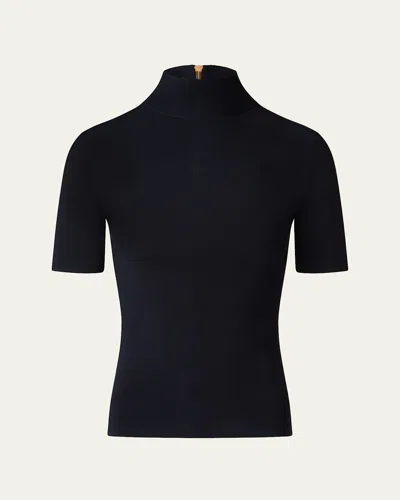 Akris Punto Fitted Knit Viscose-blend Sweater In Black