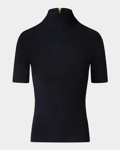AKRIS PUNTO FITTED KNIT VISCOSE-BLEND SWEATER