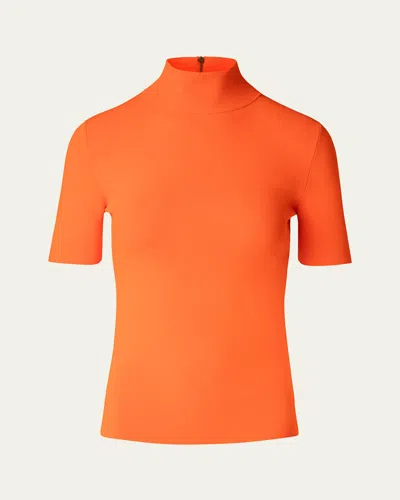Akris Punto Fitted Knit Viscose-blend Sweater In Orange
