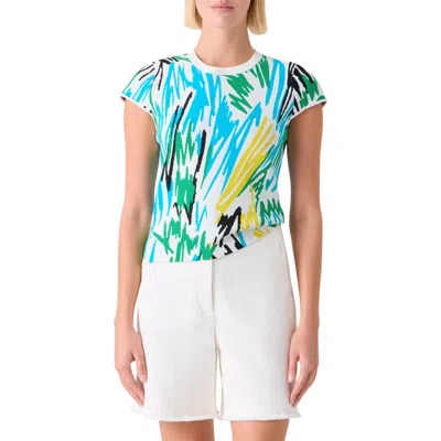 Akris Punto Fitted Scribble Jacquard Sweater In Multi