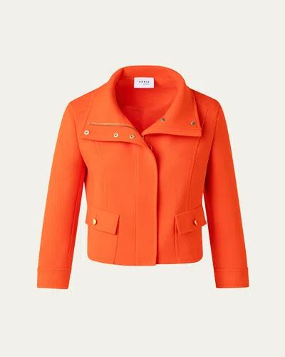 Akris Punto Fitted Wool Tricotine Jacket In Orange