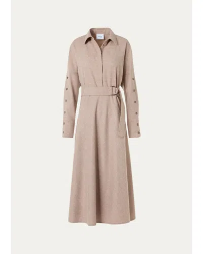 Akris Punto Flannel Wool Trench Midi Dress In Oat