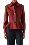 Akris Punto Flared Boiled Wool Jacket In Red