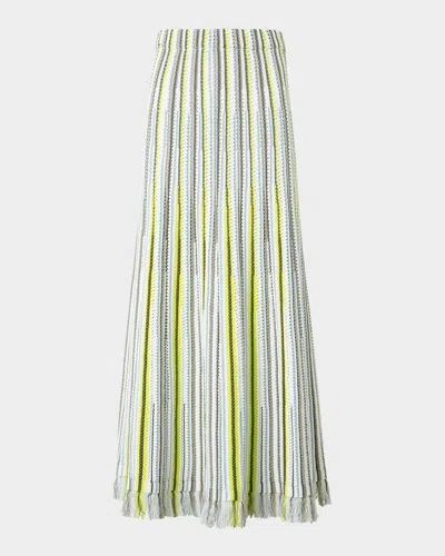 Akris Punto Flared Crochet Knit Fringe Hem Skirt
