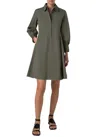 Akris Punto Long-sleeve Heavy Cotton Poplin Mini Shirtdress In Green