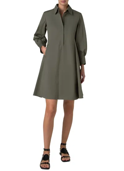 Akris Punto Flared Skirt Poplin Dress In Laurel