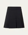 Akris Punto Flared Wool Tricotine Mini Skirt In Black