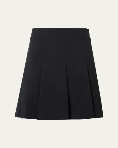 Akris Punto Flared Wool Tricotine Mini Skirt In Black
