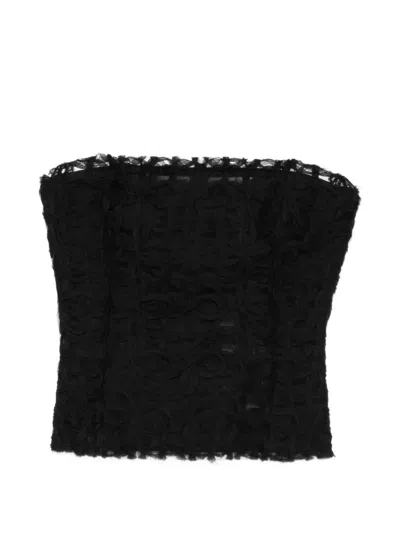 Akris Punto Floral Corsage Top In Black