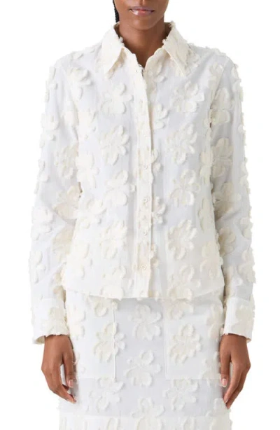 Akris Punto Floral Cotton Jacquard Button-up Shirt In White