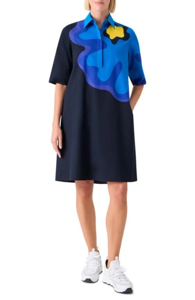 Akris Punto Floral Cotton Poplin Shirtdress In Multi