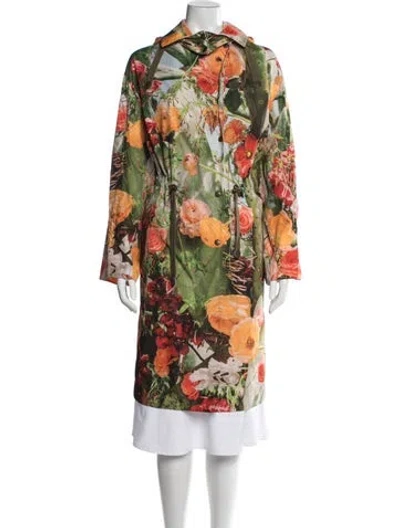Pre-owned Akris Punto Floral Print Coat In Green