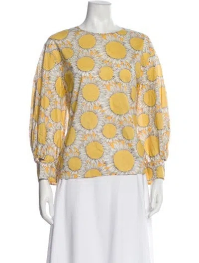 Pre-owned Akris Punto Floral Print Crew Neck Blouse In Multi