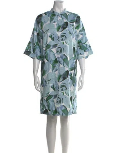 Pre-owned Akris Punto Floral Print Knee-length Dress In Blue