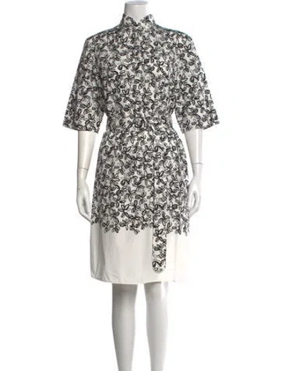 Pre-owned Akris Punto Floral Print Knee-length Dress In White