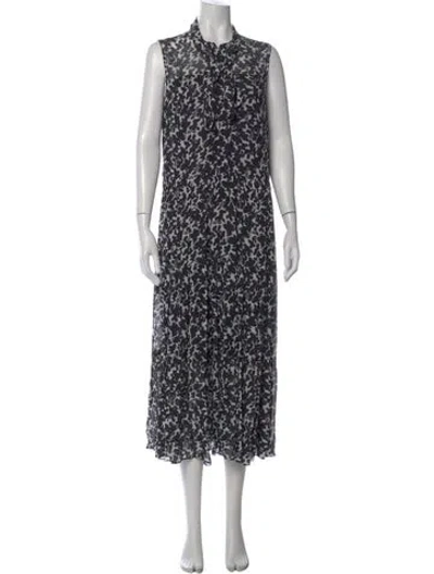 Pre-owned Akris Punto Floral Print Long Dress In Black