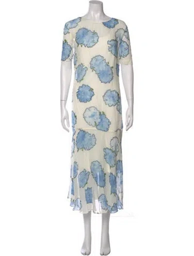 Pre-owned Akris Punto Floral Print Long Dress In Blue