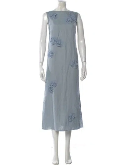Pre-owned Akris Punto Floral Print Long Dress In Blue