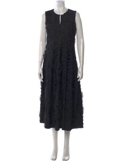 Pre-owned Akris Punto Floral Print Midi Length Dress In Black