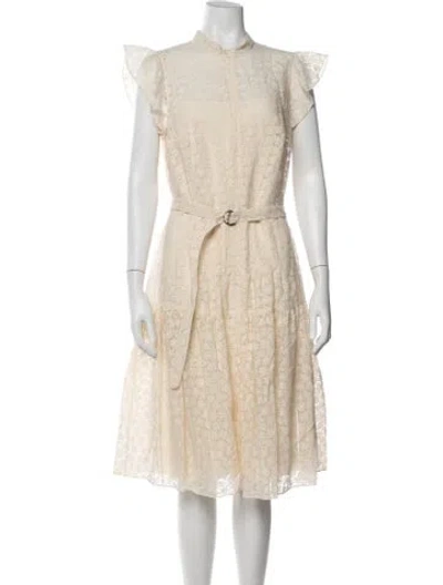 Pre-owned Akris Punto Floral Print Midi Length Dress In Neutrals