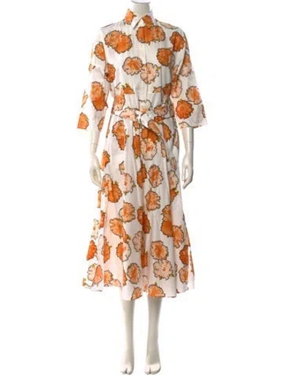 Pre-owned Akris Punto Floral Print Midi Length Dress In Orange