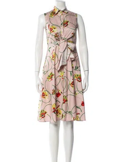 Pre-owned Akris Punto Floral Print Midi Length Dress In Pink