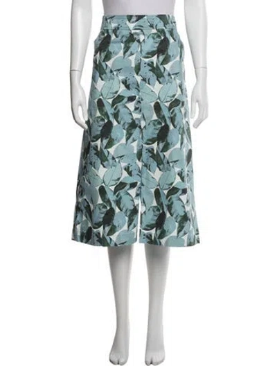 Pre-owned Akris Punto Floral Print Midi Length Skirt In Blue