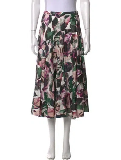 Pre-owned Akris Punto Floral Print Midi Length Skirt In Neutral