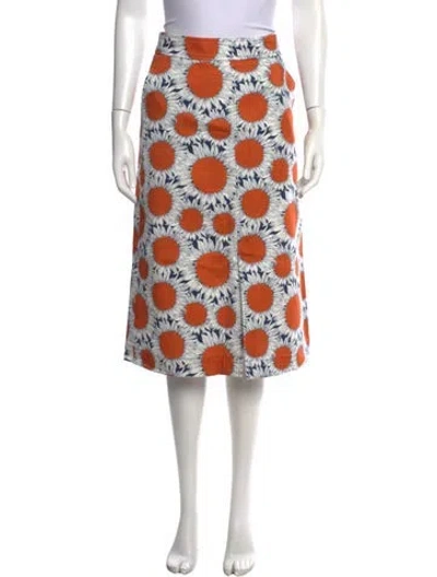 Pre-owned Akris Punto Floral Print Midi Length Skirt W/ Tags In Blue/orange