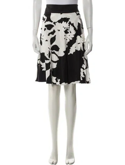 Pre-owned Akris Punto Floral Print Midi Length Skirt In White
