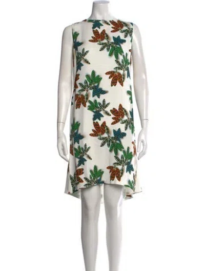 Pre-owned Akris Punto Floral Print Mini Dress In White
