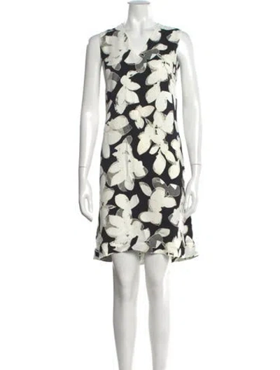 Pre-owned Akris Punto Floral Print Mini Dress In White