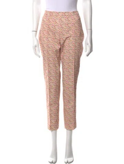 Pre-owned Akris Punto Floral Print Straight Leg Pants In Neutrals/pink