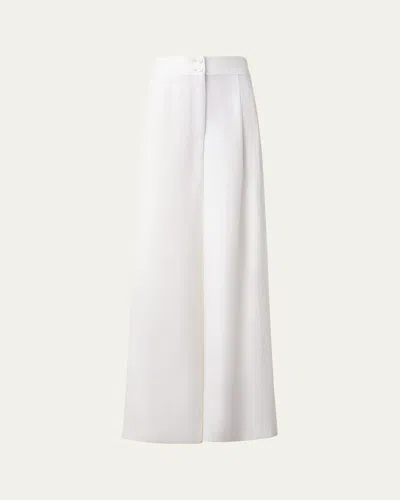 AKRIS PUNTO FLORENCE PLEATED LINEN WIDE-LEG PANTS