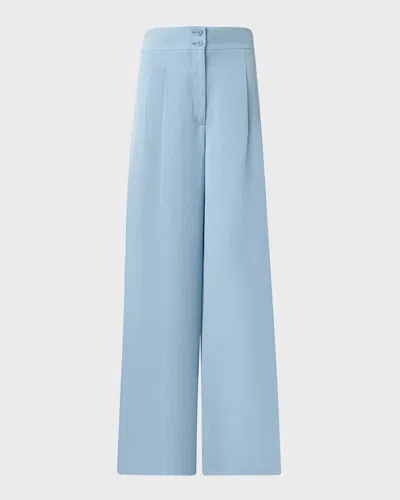 AKRIS PUNTO FLORENCE PLEATED LINEN WIDE STRAIGHT-LEG PANTS