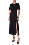Akris Punto Moss Crepe Midi Dress With Half Circle Waistline In Black