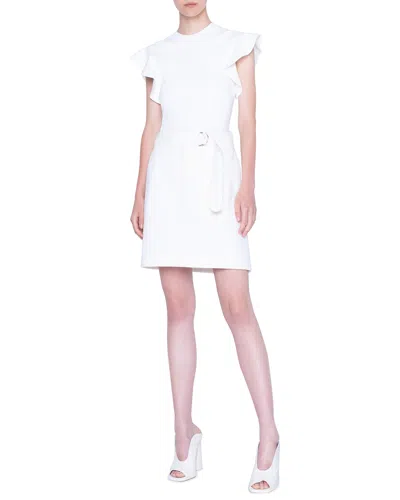 Akris Punto Fluttered Cap-sleeve Jersey Top In White