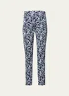 Akris Punto Franca Mini Half Grid Circle Print Stretch Denim Crop Pants In Cream-black