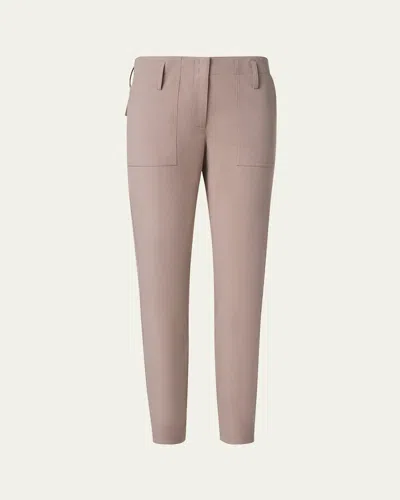 Akris Punto Franco Bi-stretch Cotton Gabardine Slim-leg Ankle Pants In Sand