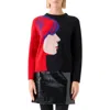 Akris Punto Graphic Knit Merino Wool Sweater In Black