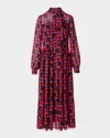 Akris Punto Francoise Hardy Print Georgette Midi Dress In Red