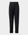 Akris Punto Franklyn Pleated Wool Tricotine Tapered-leg Pants In Black