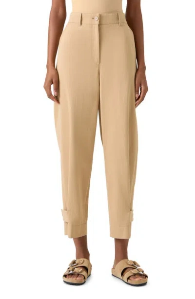 Akris Punto Fraser High Waist Cotton Gabardine Barrel Leg Pants In Brown