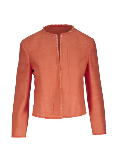Akris Punto Frayed-trim Cropped Jacket In Orange