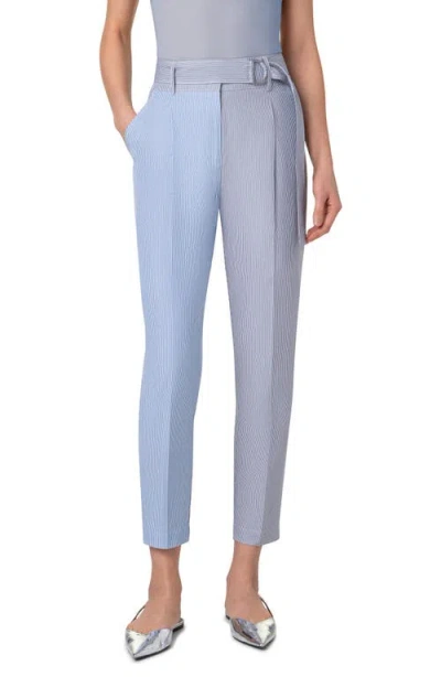 AKRIS PUNTO AKRIS PUNTO FRED COLORBLOCK MICROSTRIPE BELTED ANKLE PANTS